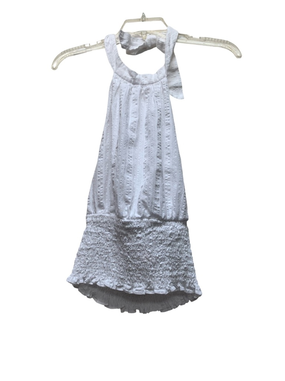 Francesca's Collections White Halter Smocked Tank